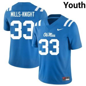 College Football #33 Ole Mississippi Rebels Powder Blue Shekai Mills-Knight Youth Limited Jerseys 989926-183