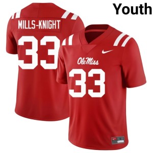 College Football Shekai Mills-Knight Ole Miss Rebels University #33 Red Youth Jerseys 576004-688