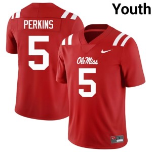 College Football #5 Youth Suntarine Perkins Player Ole Mississippi Red Jersey 284239-176