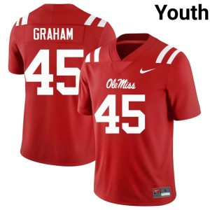 College Football Ole Miss University Red Youth #45 Talib Graham Jerseys 582142-776