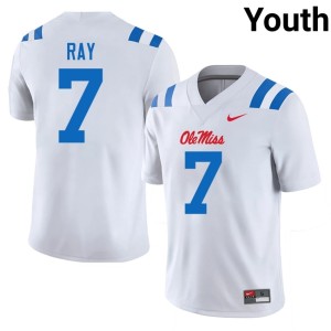 College Football Ole Mississippi Rebels Traylon Ray #7 Limited White Youth Jerseys 549100-828