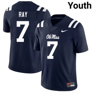 College Football Mississippi Rebels Traylon Ray Navy Official #7 Youth Jersey 276652-939