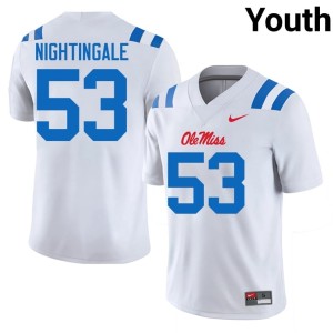 College Football High School Youth #53 White Miss Rebels Trey Nightingale Jersey 349063-366