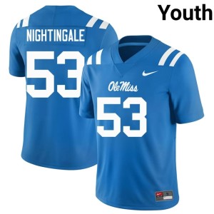 College Football Trey Nightingale Powder Blue University of Mississippi Replica #53 Youth Jersey 534711-996
