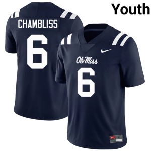 College Football Stitched #6 Ole Miss Navy Youth Trinidad Chambliss Jersey 673213-920