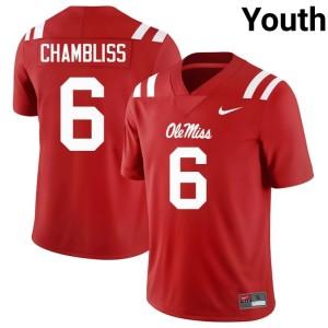 College Football Trinidad Chambliss Red University Youth #6 Forward Rebels Jerseys 104244-712