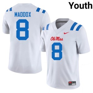 College Football Player Youth Rebels #8 AJ Maddox White Jerseys 869805-911