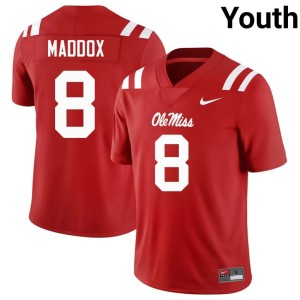 College Football Ole Miss Youth AJ Maddox #8 Replica Red Jersey 535027-625