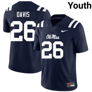 College Football Youth #26 Mississippi Navy Ant Davis Limited Jerseys 762833-886