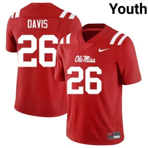 College Football Ole Mississippi 2025 #26 Ant Davis Red Youth Jerseys 343296-748