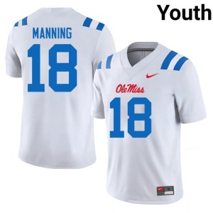 College Football Youth White Stitched Archie Manning Mississippi Rebels #18 Jersey 399849-522