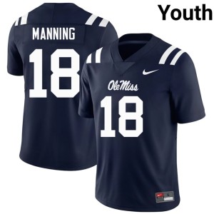 College Football #18 NCAA Archie Manning Youth Navy Miss Rebels Jerseys 644866-280