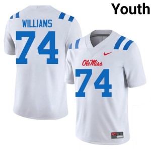 College Football Ole Mississippi #74 White Ben Williams Youth Embroidery Jerseys 923708-872