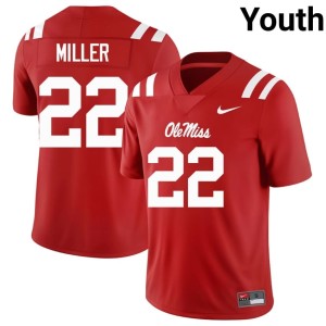 College Football Cameron Miller #22 Red Youth Ole Miss Embroidery Jerseys 888708-877