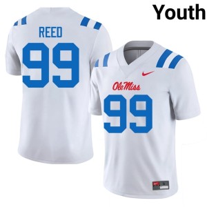 College Football Youth Embroidery White Carmelow Reed #99 Mississippi Rebels Jerseys 707653-879