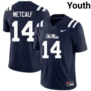 College Football Navy DK Metcalf University Rebels #14 Youth Jerseys 417773-575