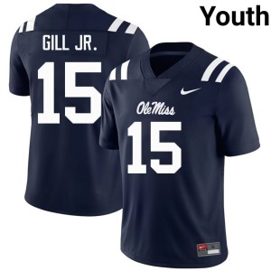 College Football #15 Ole Miss Darrell Gill Jr. Youth NCAA Navy Jersey 854496-256