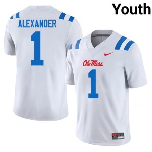 College Football Deuce Alexander Official White #1 Forward Rebels Youth Jerseys 291352-404