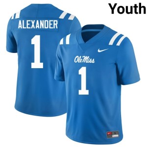 College Football Game Deuce Alexander Youth Forward Rebels Powder Blue #1 Jersey 434300-124
