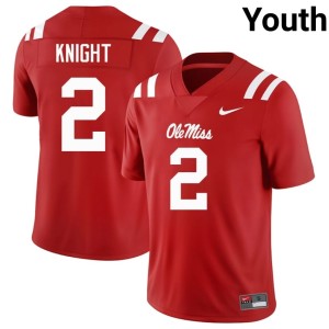 College Football Embroidery Youth Deuce Knight Red #2 Rebels Jerseys 921924-323