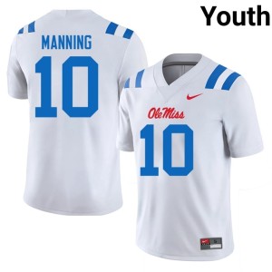 College Football #10 Replica Youth White Eli Manning University of Mississippi Jersey 671391-620