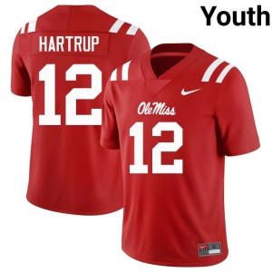 College Football Izaiah Hartrup Ole Miss 2025 Red #12 Youth Jerseys 430156-199