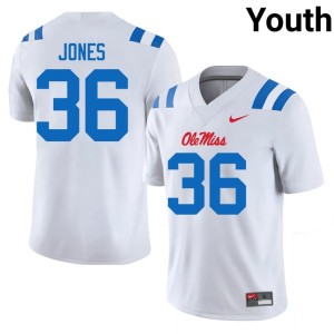 College Football Ja'Michael Jones University of Mississippi Youth White Player #36 Jersey 865810-450