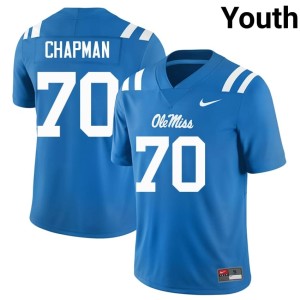 College Football Ole Miss Player Youth Powder Blue Jalan Chapman #70 Jerseys 718017-706