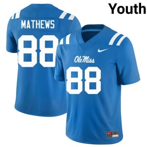College Football Jase Mathews UM Rebels Youth #88 Powder Blue Stitched Jersey 249658-365