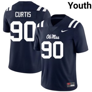 College Football Youth Ole Miss #90 Jayden Curtis Game Navy Jersey 172019-119