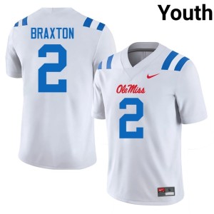 College Football #2 Jaylon Braxton 2025 Youth Mississippi Rebels White Jersey 732884-518