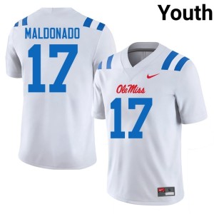 College Football Youth #17 Replica White Jonathan Maldonado Rebels Jerseys 975840-321
