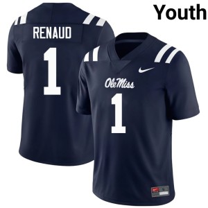 College Football Jordan Renaud Alumni Forward Rebels Youth #1 Navy Jerseys 455888-650
