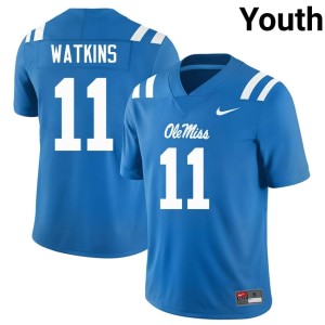 College Football Powder Blue #11 NCAA Jordan Watkins Youth Ole Mississippi Jersey 190595-843