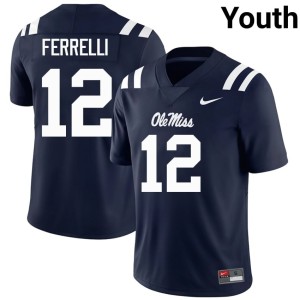 College Football Game Navy #12 Ole Mississippi Rebels Luke Ferrelli Youth Jersey 632959-368