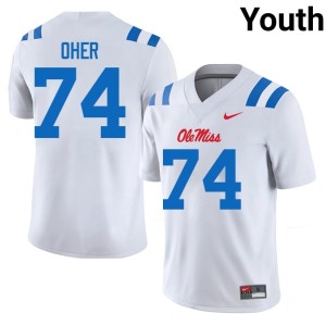College Football #74 Ole Miss Rebels Youth Michael Oher White Stitched Jersey 273850-648