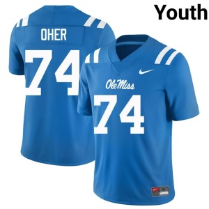College Football NCAA Michael Oher #74 Powder Blue Youth UM Rebels Jersey 384394-782