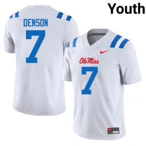College Football Sharif Denson White Replica Youth Rebels #7 Jerseys 578041-344