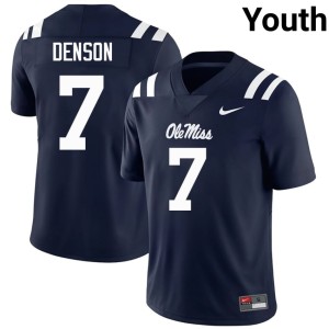 College Football Youth Ole Miss Sharif Denson #7 Official Navy Jerseys 173905-836