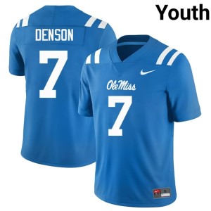 College Football Sharif Denson 2025 Powder Blue Miss Rebels #7 Youth Jersey 443768-138