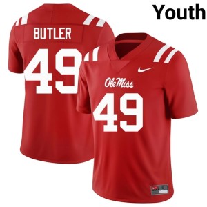 College Football Red Ole Miss Rebels Youth #49 Official Tah'j Butler Jerseys 278191-297